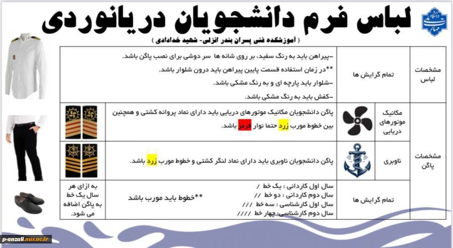قابل توجه تمامی دانشجویان رشته های ناوبری و مکانیک موتورهای دریایی در مقاطع کاردانی و کارشناسی،
 2
