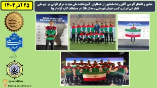 حضور و افتخارآفرینی آقای رضا سلمانپور از همکاران  آموزشکده ملی مهارت مرکز انزلی در  تیم ملی قایقرانی ایران و کسب عنوان قهرمانی و مدال طلا  در مسابقات کاپ آزاد اروپا
 2