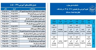 خلاصه تقویم آموزشی